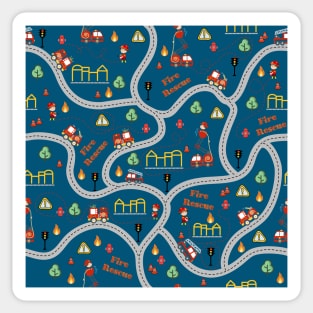 Fireman cute seamless kids pattern navy blue Sticker